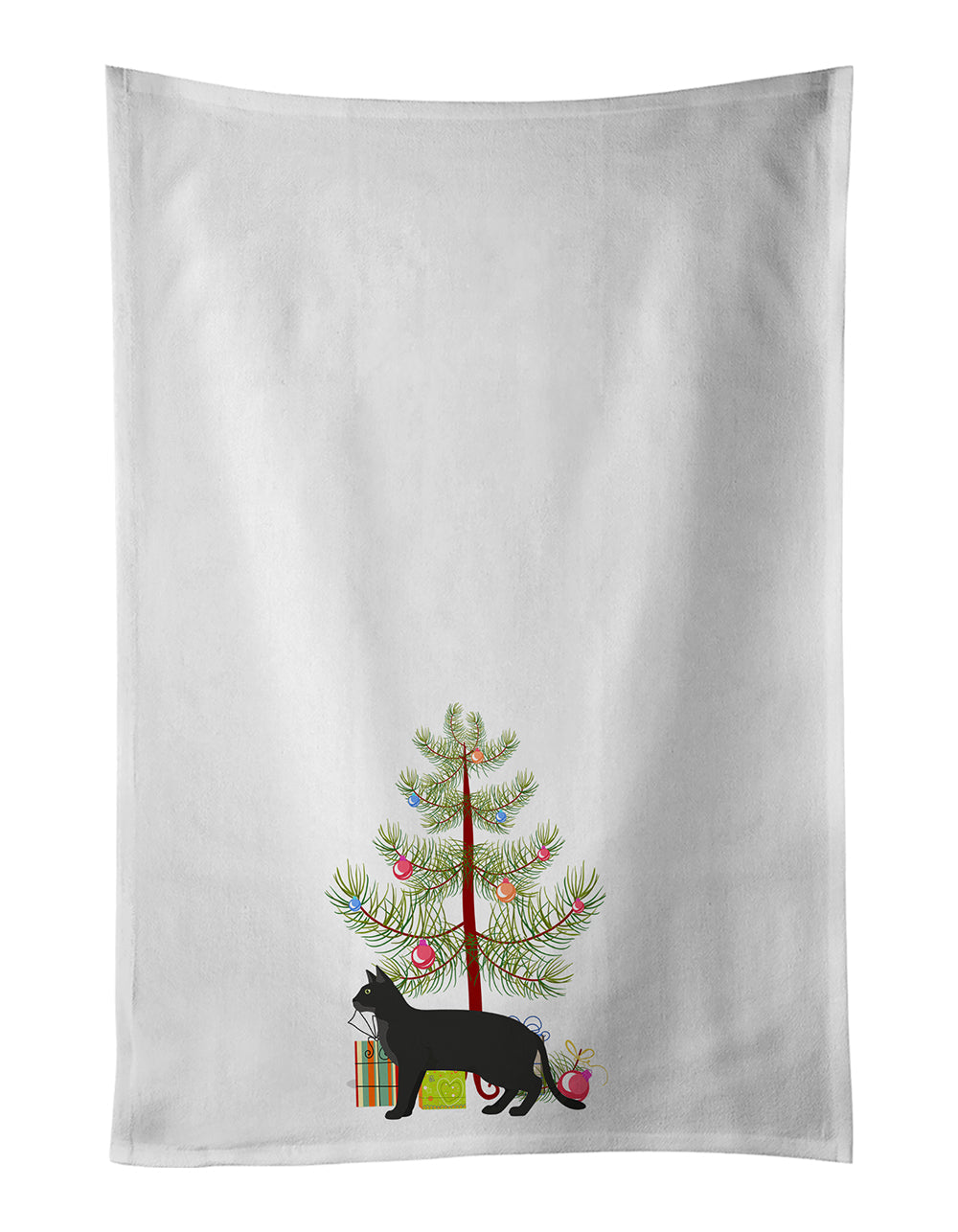 Chausie Black Cat Christmas Kitchen Towel Set of 2
