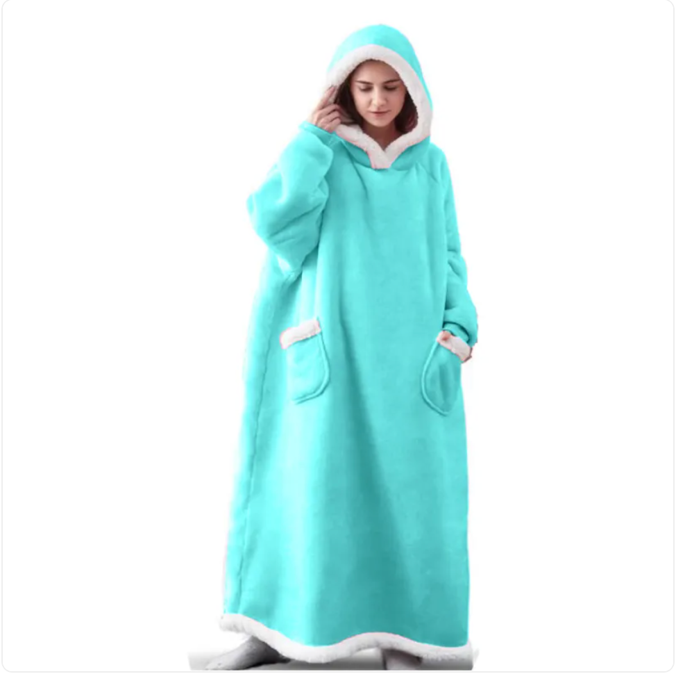 Cozy Hooded Flannel TV Blanket Sweatshirt Pajamas
