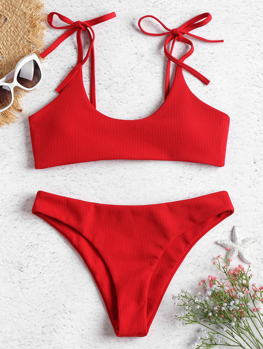 2018 Women's Sexy Solid Color Bikini Set with Lace