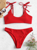 2018 Women's Sexy Solid Color Bikini Set with Lace