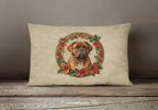 Dogue de Bordeaux Christmas Flowers Throw Pillow