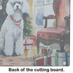 Poodle Cozy Christmas Glass Cutting Board