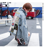 Vintage Floral Embroidery Ripped Denim Jacket for Women