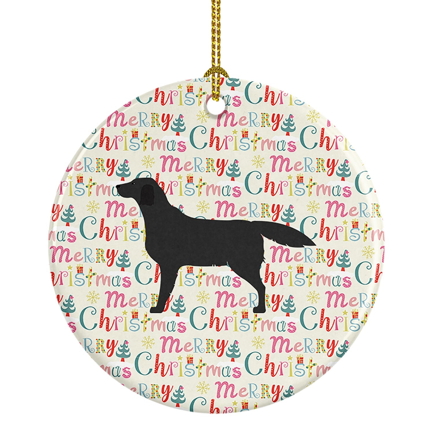 Black Labrador Retriever Merry Christmas Ceramic Ornament