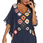 Women's Sexy Deep V Crochet Beach Cover-Up Dress A191230