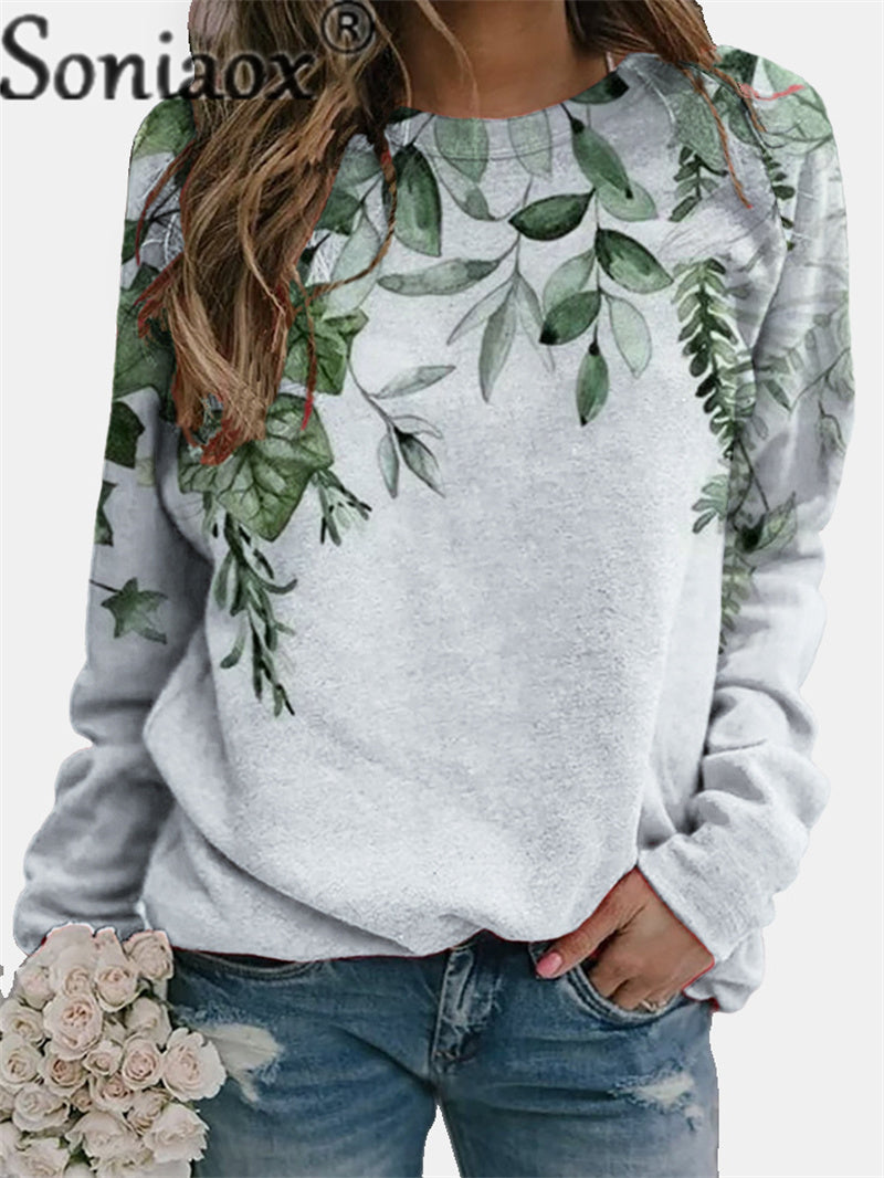 Women's Floral Print Crew Neck Sweatshirt - Fall 2023 | Streetwear