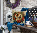 English Foxhound Christmas Flowers Throw Pillow