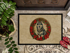 Alaskan Malamute Christmas Flowers Doormat