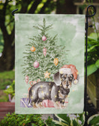 Dachshund Black Tan Puppy Christmas Presents and Tree Garden Flag