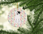 Merry Christmas White Boxer Cooper Ceramic Ornament