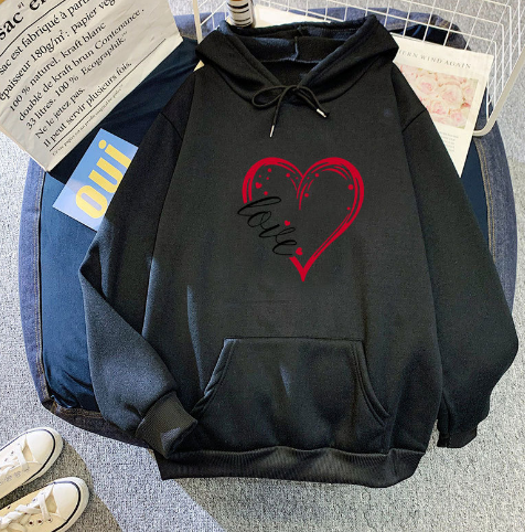 Retro Love Pattern Women's Hoodie Pullover College Style | Streetwear
