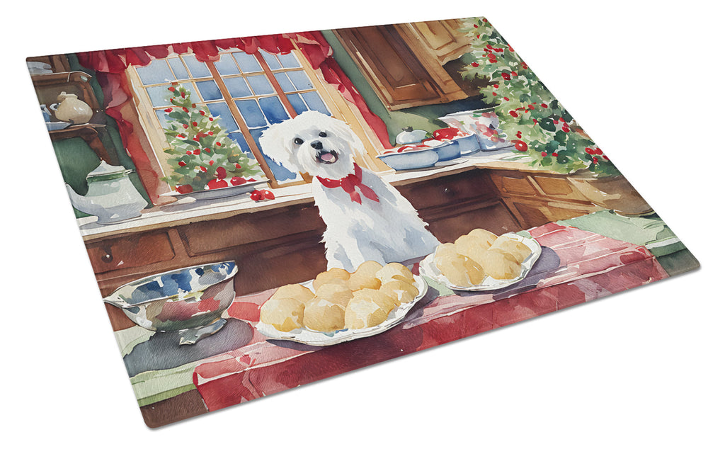 Maltese Christmas Cookies Glass Cutting Board