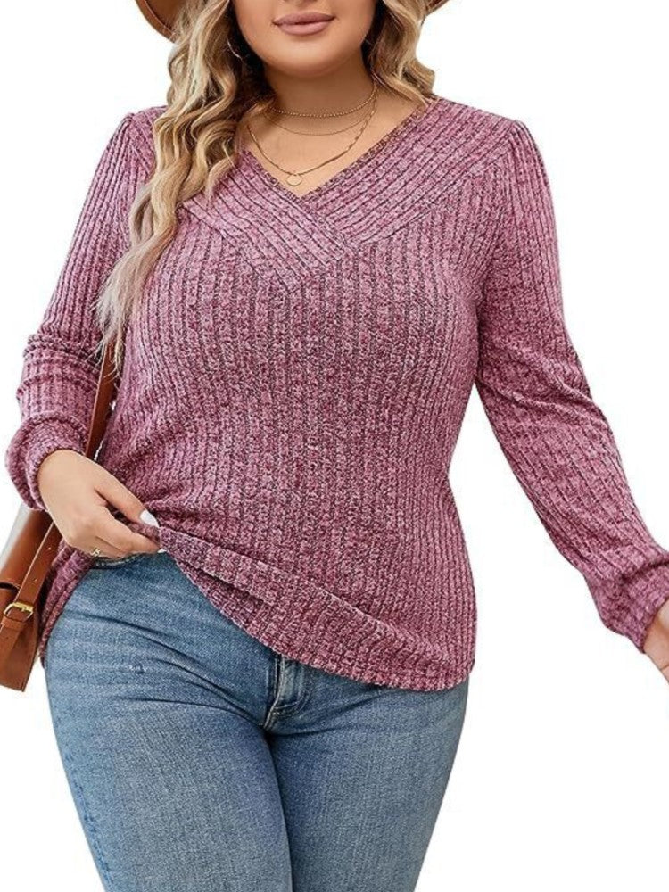 Plus Size Women's V-Neck Sweater - Fall/Winter 2023