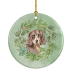 Cocker Spaniel Liver and Tan Christmas Wreath Ceramic Ornament