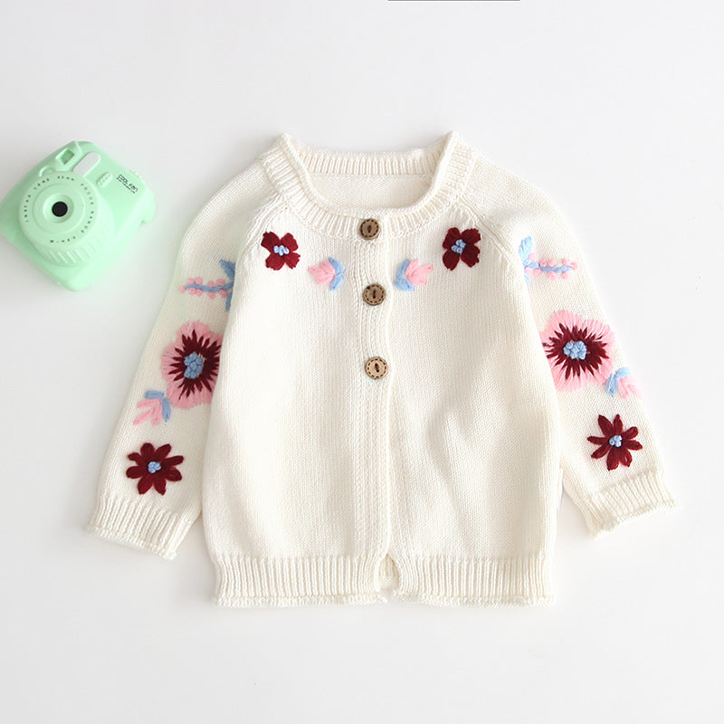 Embroidered Knit Cardigan Sweater