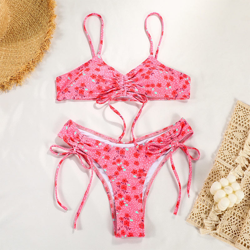 2021 Women's Sexy Print Bikini with Ties and Straps