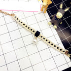 Black Lace Bracelet with Pearl Drop