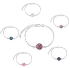 Silver Round Bracelet with Stone Christmas Charm