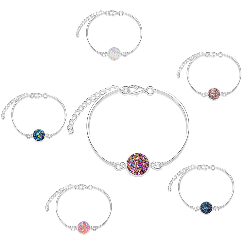 Silver Round Bracelet with Stone Christmas Charm
