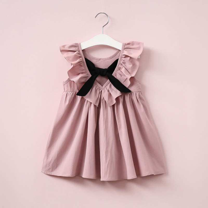 Summer Dress for Girls with Bowknot and Backless Design