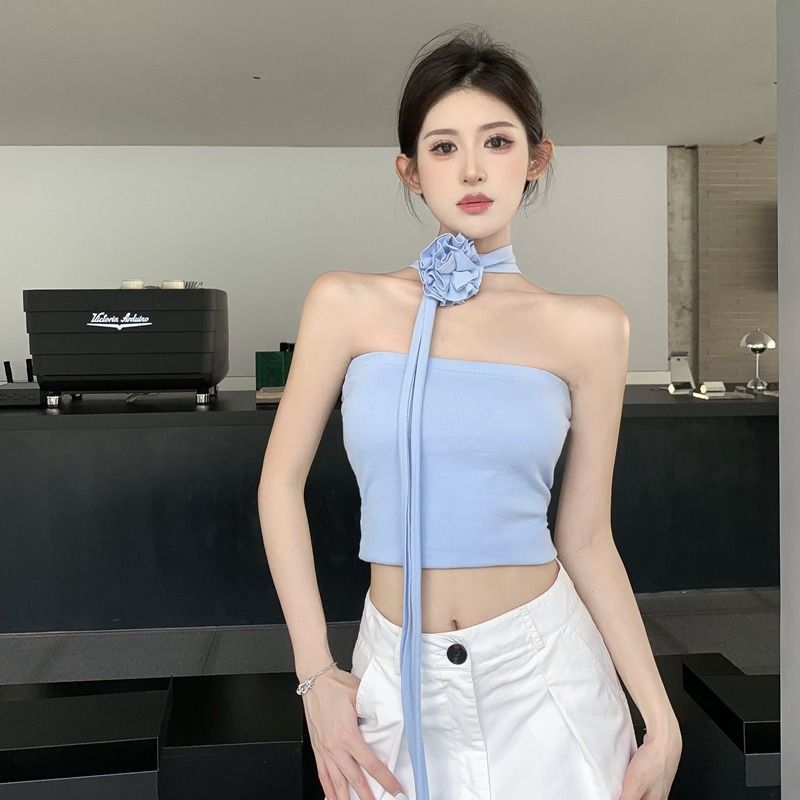 Cropped Tube Top with Harness Straps