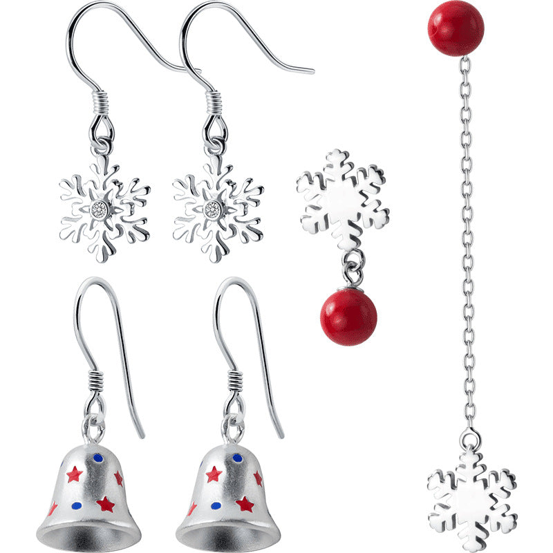 Sweet Christmas Earrings - Silver Red Studs