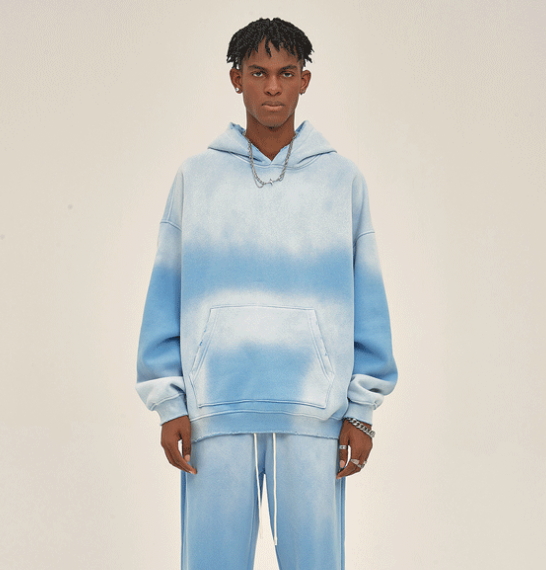 Thick Distressed Hooded Sweater with Fur 350g