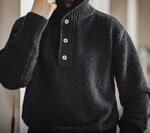 Thick Thermal Sweater with Lapel for Men