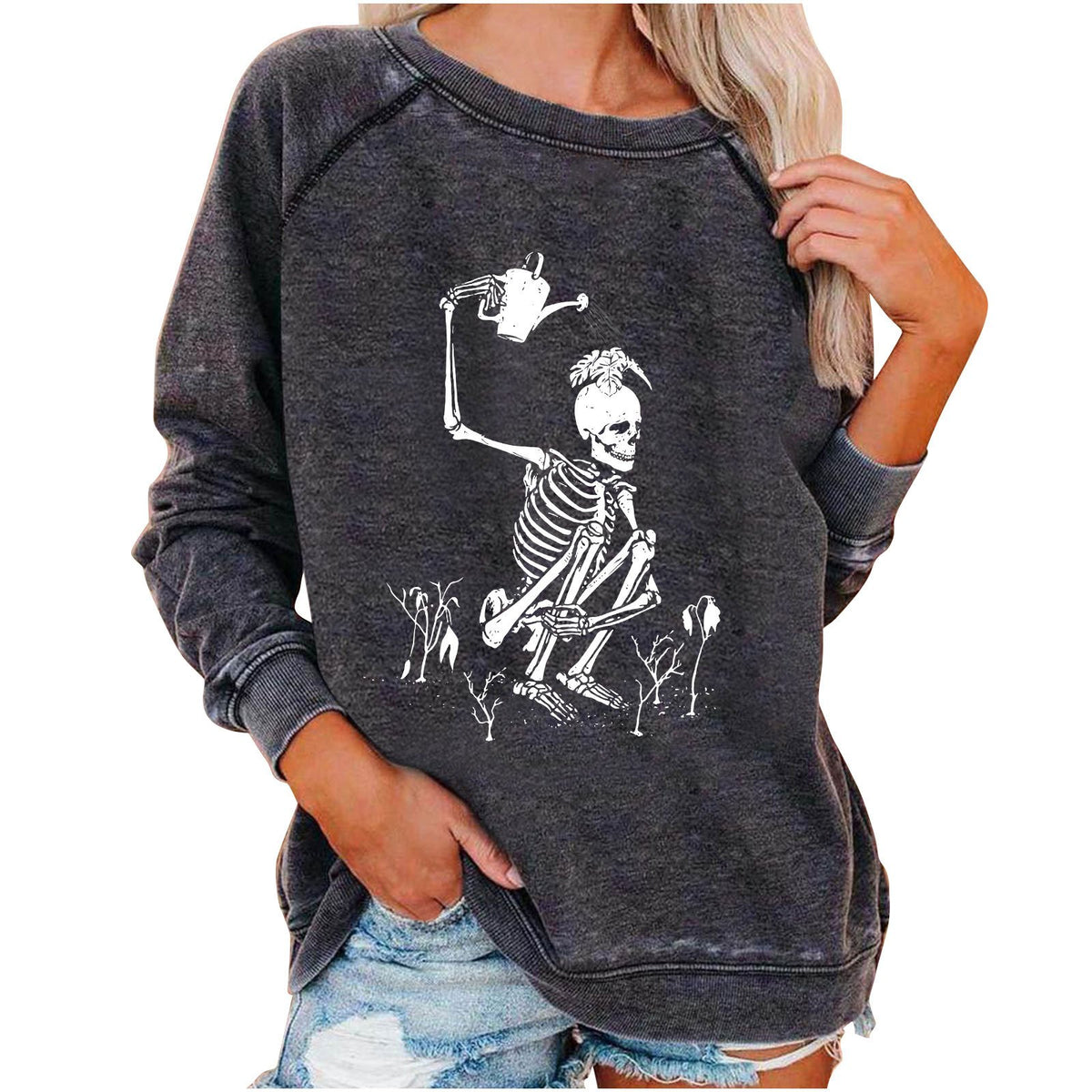Funky Print Halloween Skull Sweatshirt for Women | Streetwear