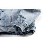 Winter Men's Distressed Lamb Wool Denim Jacket