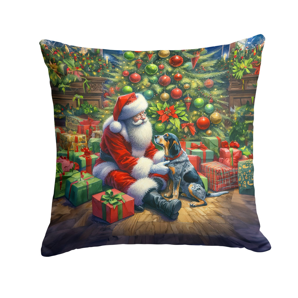 Bluetick Hound and Santa Claus Throw Pillow