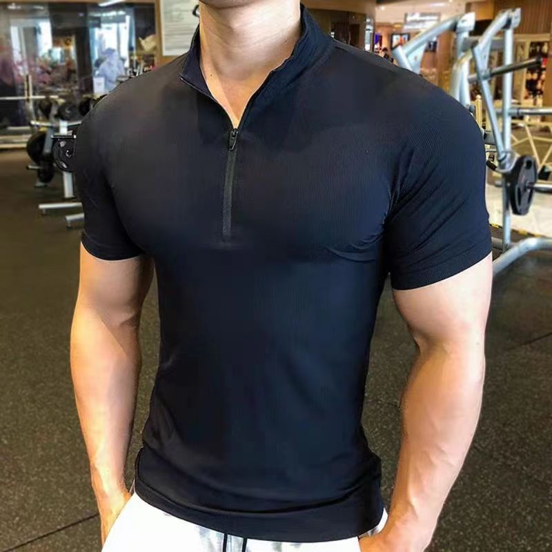 Men's High-Elastic Running Tank Top with Zipper