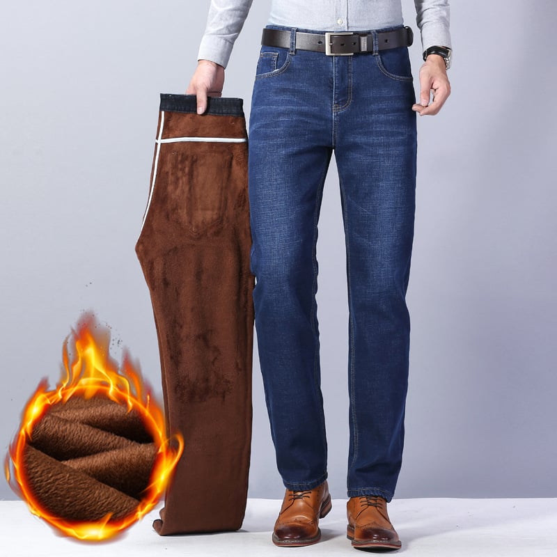 Warm Oversized Slim Straight Winter Fleece Pants for Men