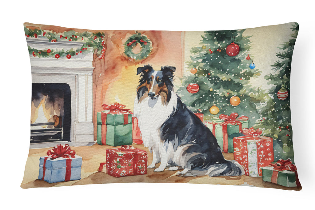 Collie Cozy Christmas Throw Pillow