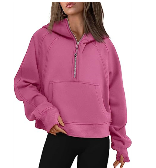 Chic Women's Fleece Half Zip Hooded Sweatshirt | Streetwear