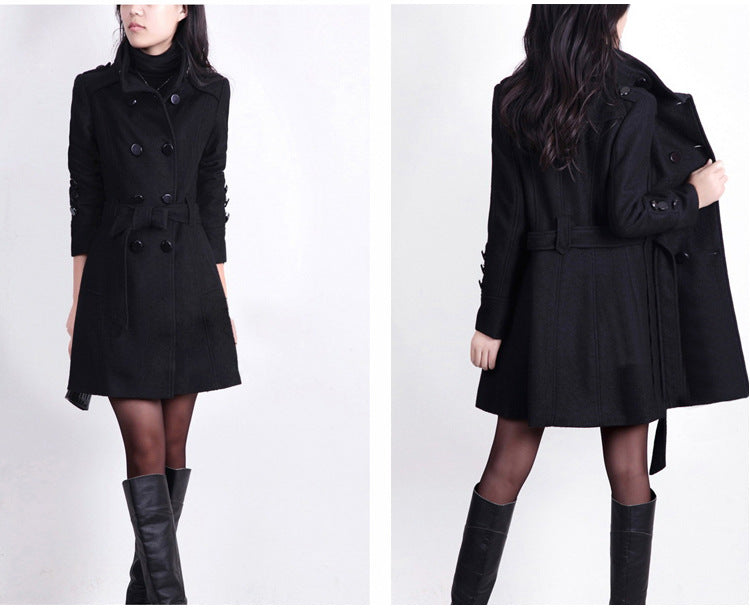 Mid-Length Korean Style Woolen Coat for Women