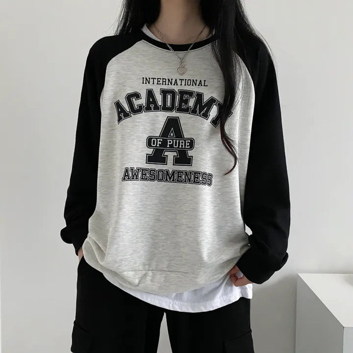 Korean Style Fleece-Lined Patchwork Sweater for Women