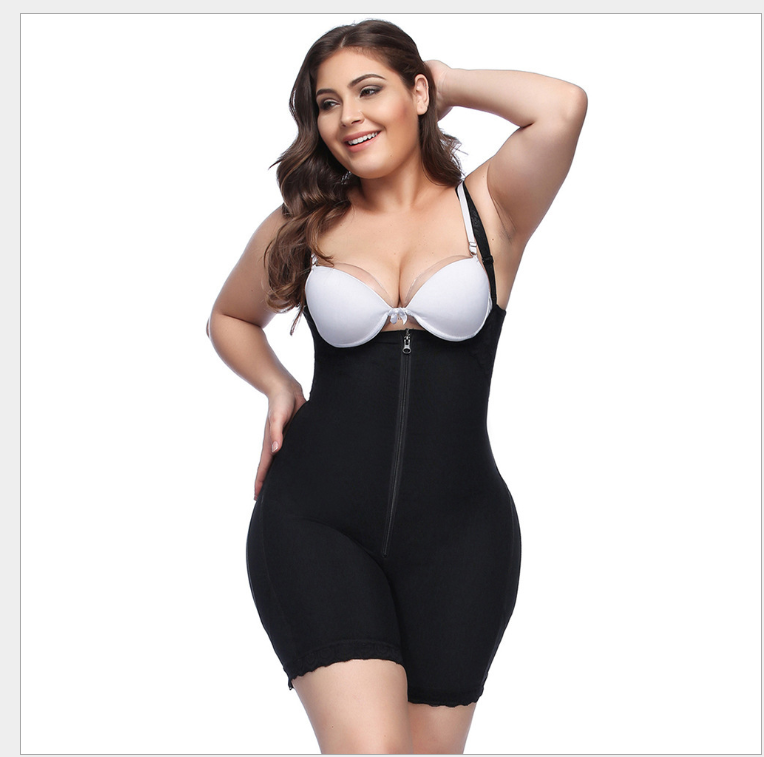 Shaping Bodysuit with Zipper and Button Closure