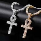 Micro Inlaid Zircon Ankh Cross Pendant Necklace