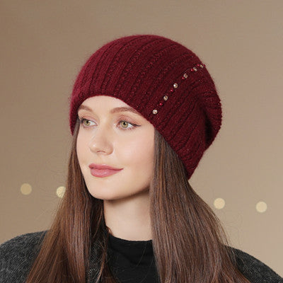 Fashionable Double-Layer Knitted Wool Warm Hat | Embroidered Cap