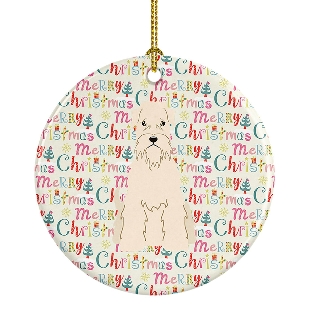 Merry Christmas Soft Coated Wheaten Terrier Ceramic Ornament