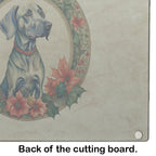 Weimaraner Christmas Flowers Glass Cutting Board