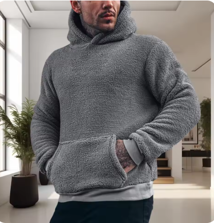 Men's Plush Hoodie with Pocket | Streetwear