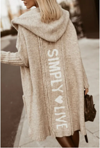 Women's Long Hooded Letter Cardigan