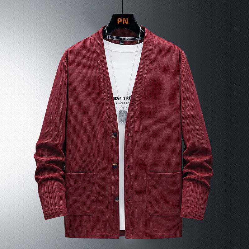 Versatile Solid Color Loose V-neck Cardigan