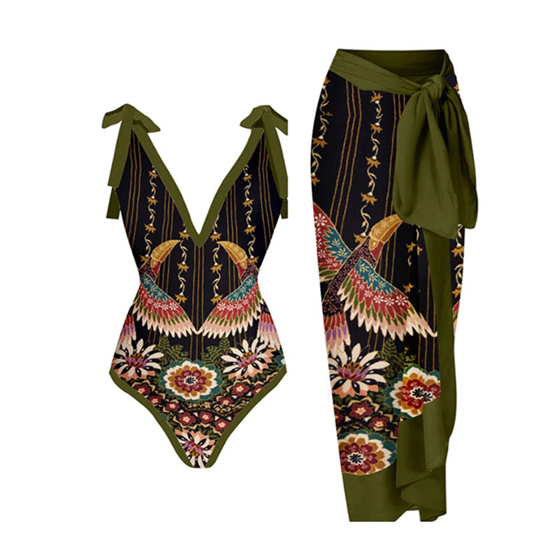 2023 Vintage Floral Print Women's Two-Piece Swimsuit