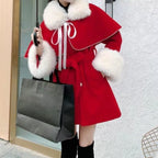 Oversized Women's Woolen Cape Coat Dress