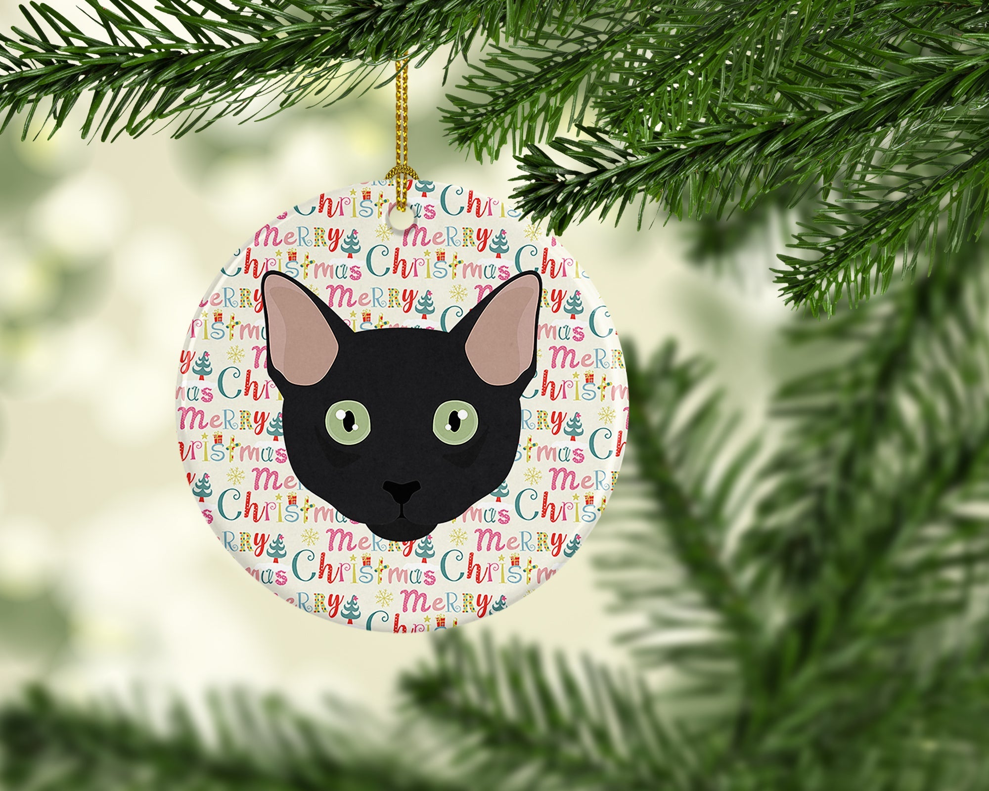 Mandalay Cat Christmas Ceramic Ornament