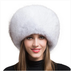 Luxurious Fox Fur Hat for Women – Ear Warmer | Embroidered Cap