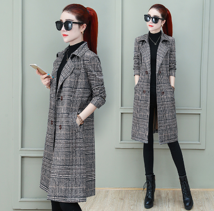 Wool Blend Winter Women's Trench Coat - Casual Cardigan